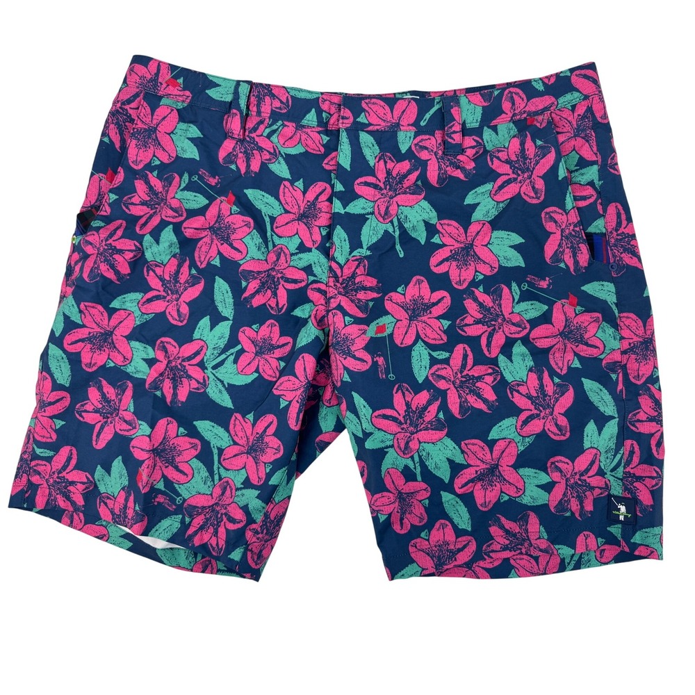 William Murray Hybrid Golf Shorts Mens 38 Navy Pink Green Floral Swim‎ Action